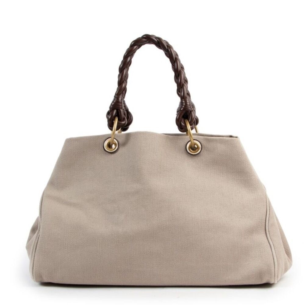 Bottega Veneta Canvas Braided Leather Tote